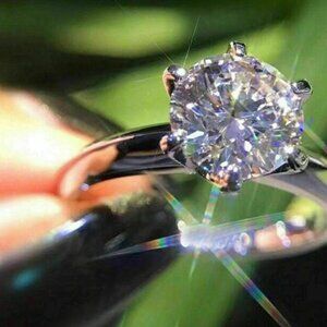 2 CT Round Cut Moissanite Solitaire Engagement Ring Solid 14K White Gold